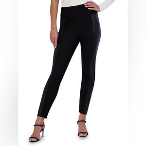 BCBGMAXAZRIA Faux Leather Trim Leggings Size Medium